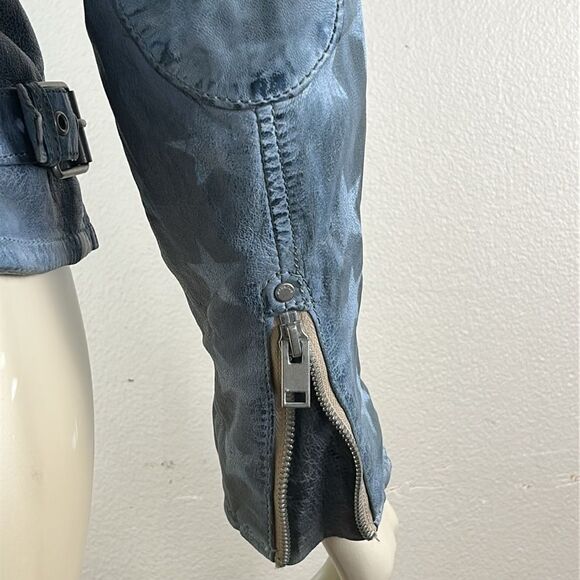 Womens stunning MAURITIUS SofiStar motor Jacket Light Blue Small 6 lamb leather - Picture 3 of 16